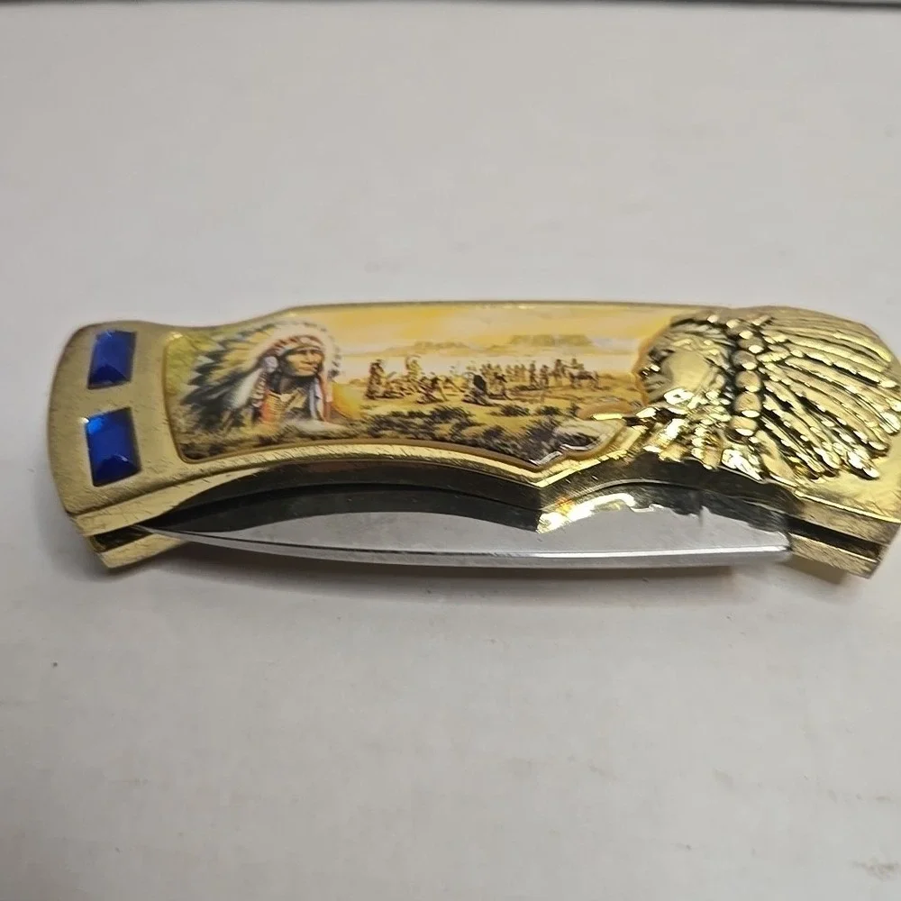 Knife Folding Native‎ American Indian Warrior Used